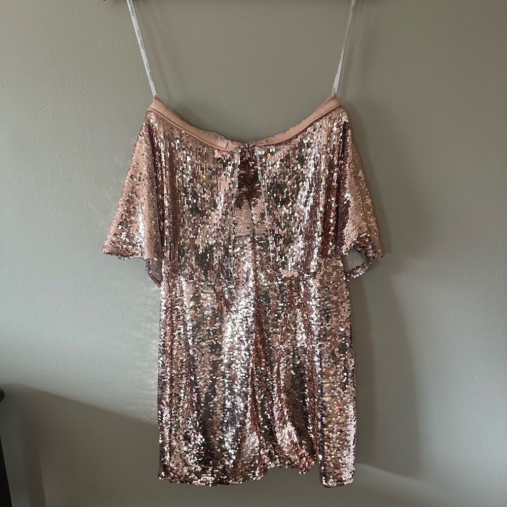 Lovers + Friends Knoll Mini Dress Rose Pink Sequins Strapless Bodycon Size S NWT - Picture 6 of 10